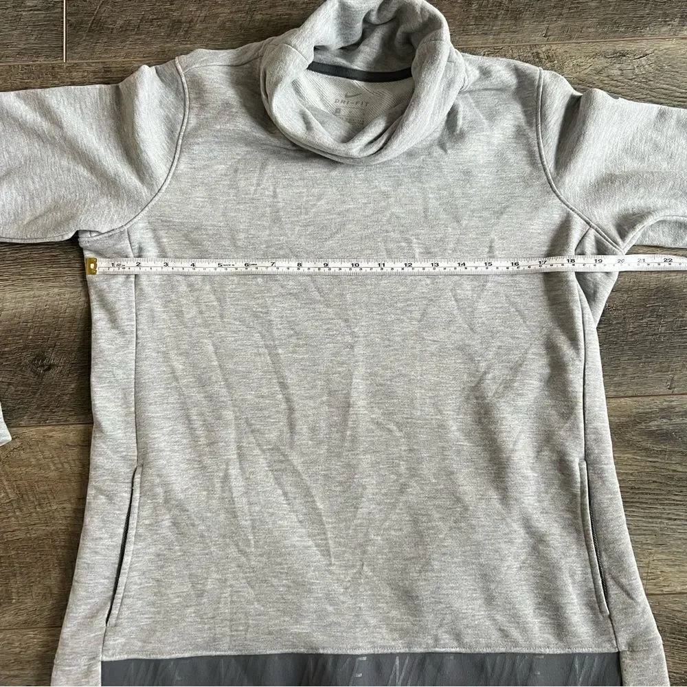 Nike Dry Cowl Funnel Neck Pullover Top Heather Gray Medium